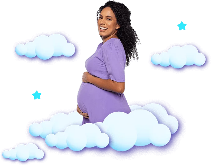 Grávida sorrindo porque está usando o chábaby